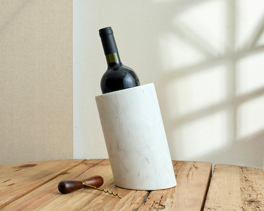 Natural White Marble Wine Bottle Holder from What a Host Home