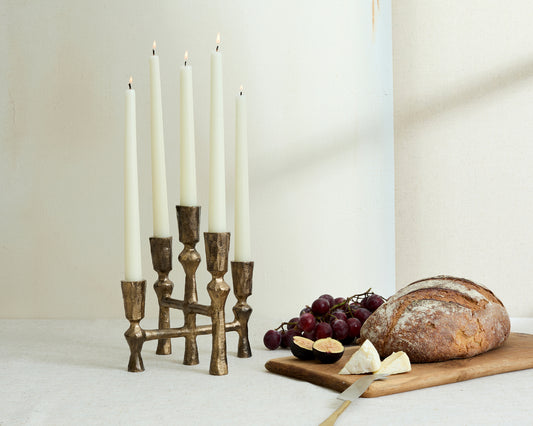 Handcrafted Rustic Gold Iron Candelabra from What a Host Home