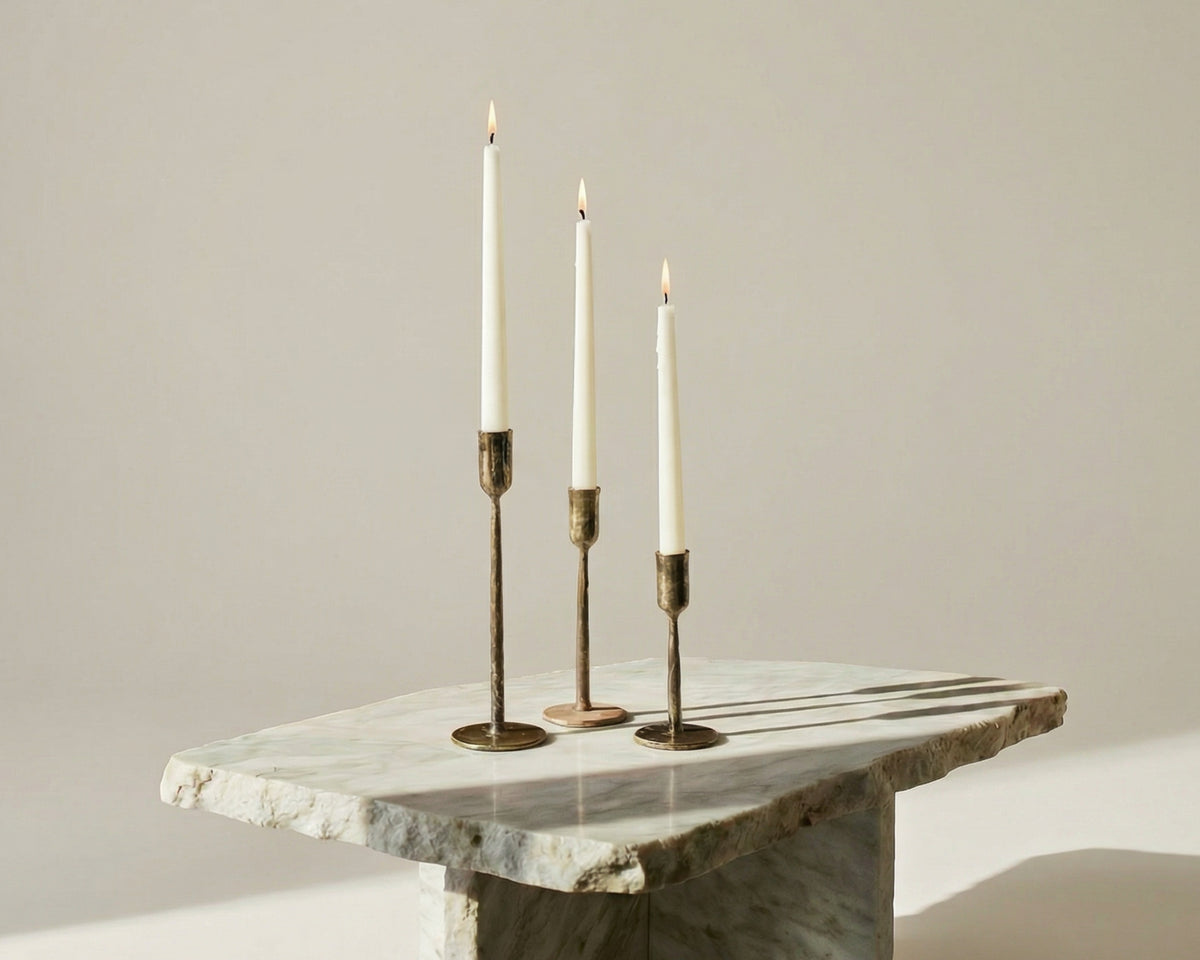 What a Host Set of 3 candle Holders in Gold antique finish