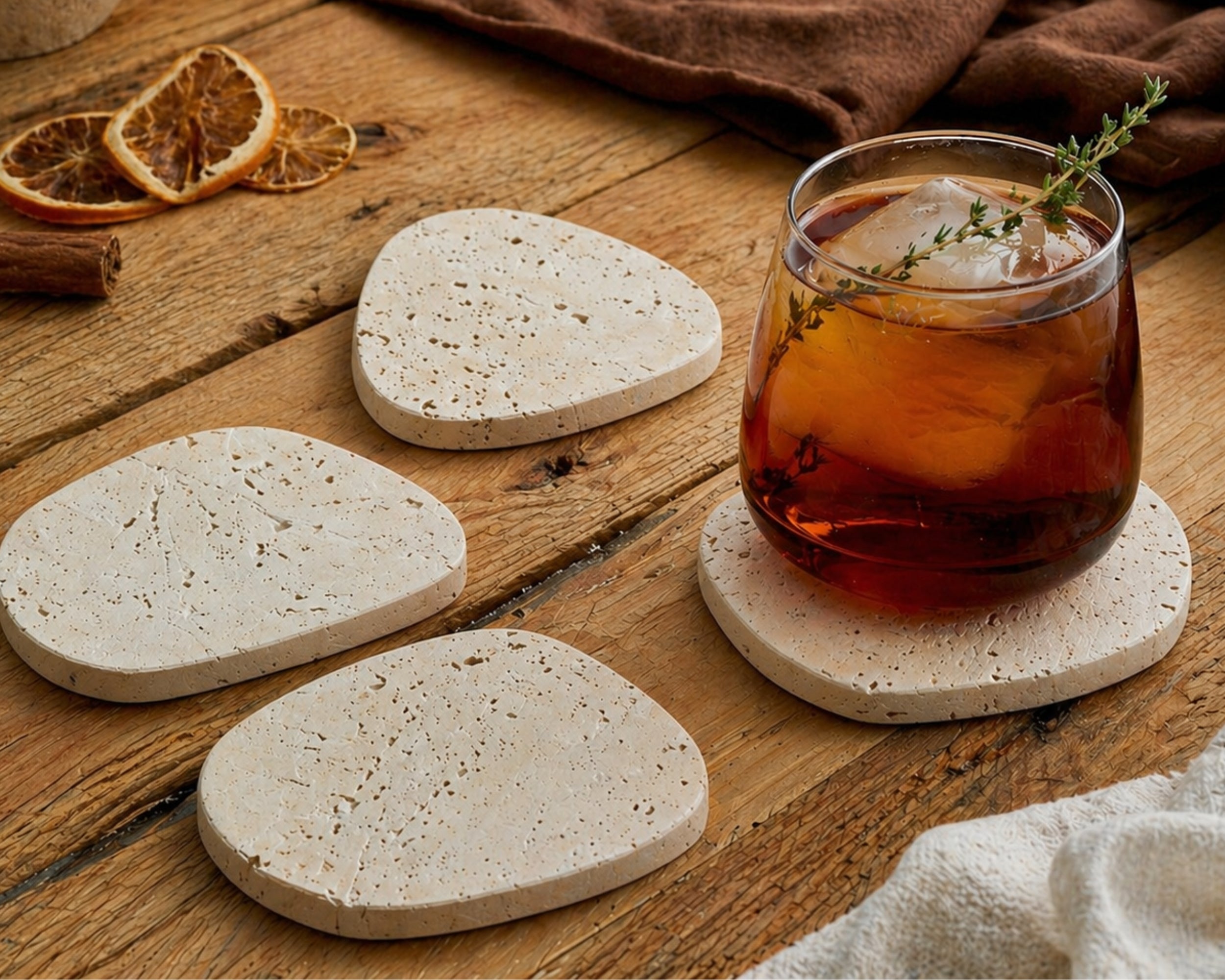 Travertine Irregular Shape Coasters Set