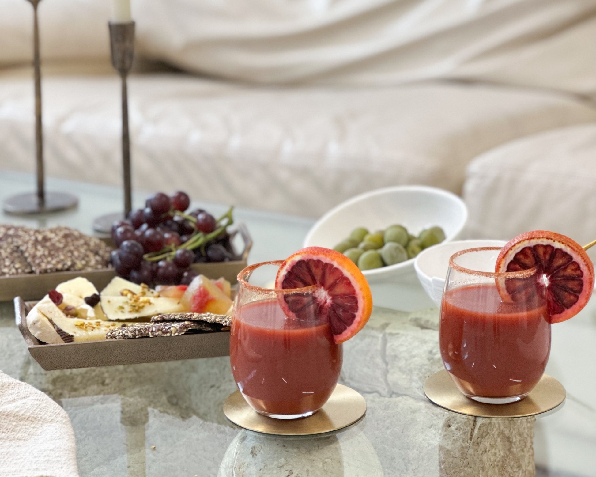 Gold Brass Glass Coasters Set What a Host Home