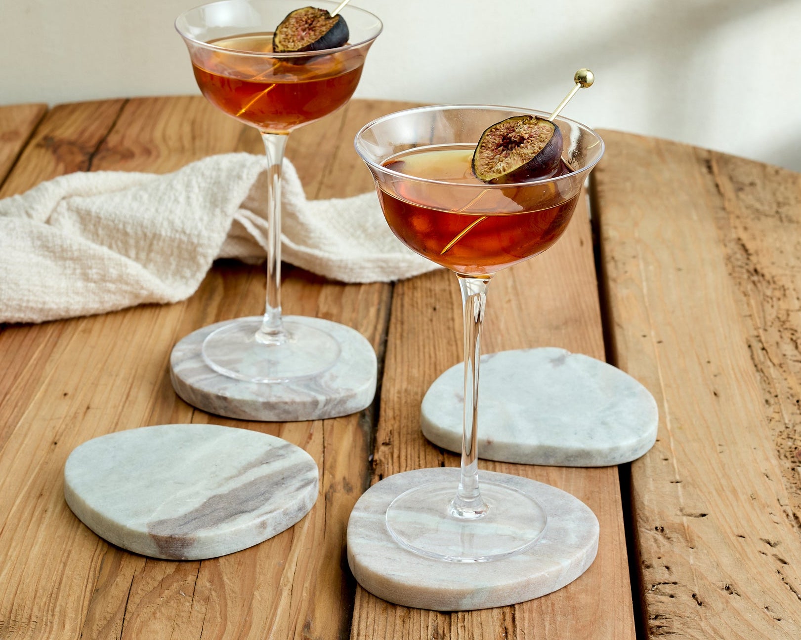 Modern Rustic Handcrafted Natural Polished Marble Coasters Irregular Shape from What a Host Home