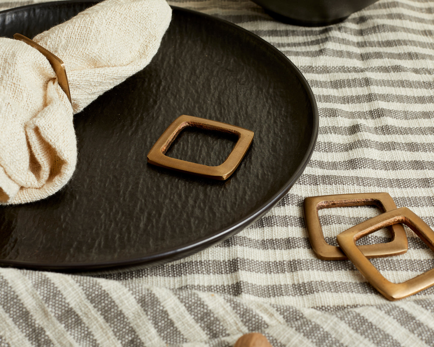 Rustic Brass Gold Modern Napkin Rings Set What a Host Home