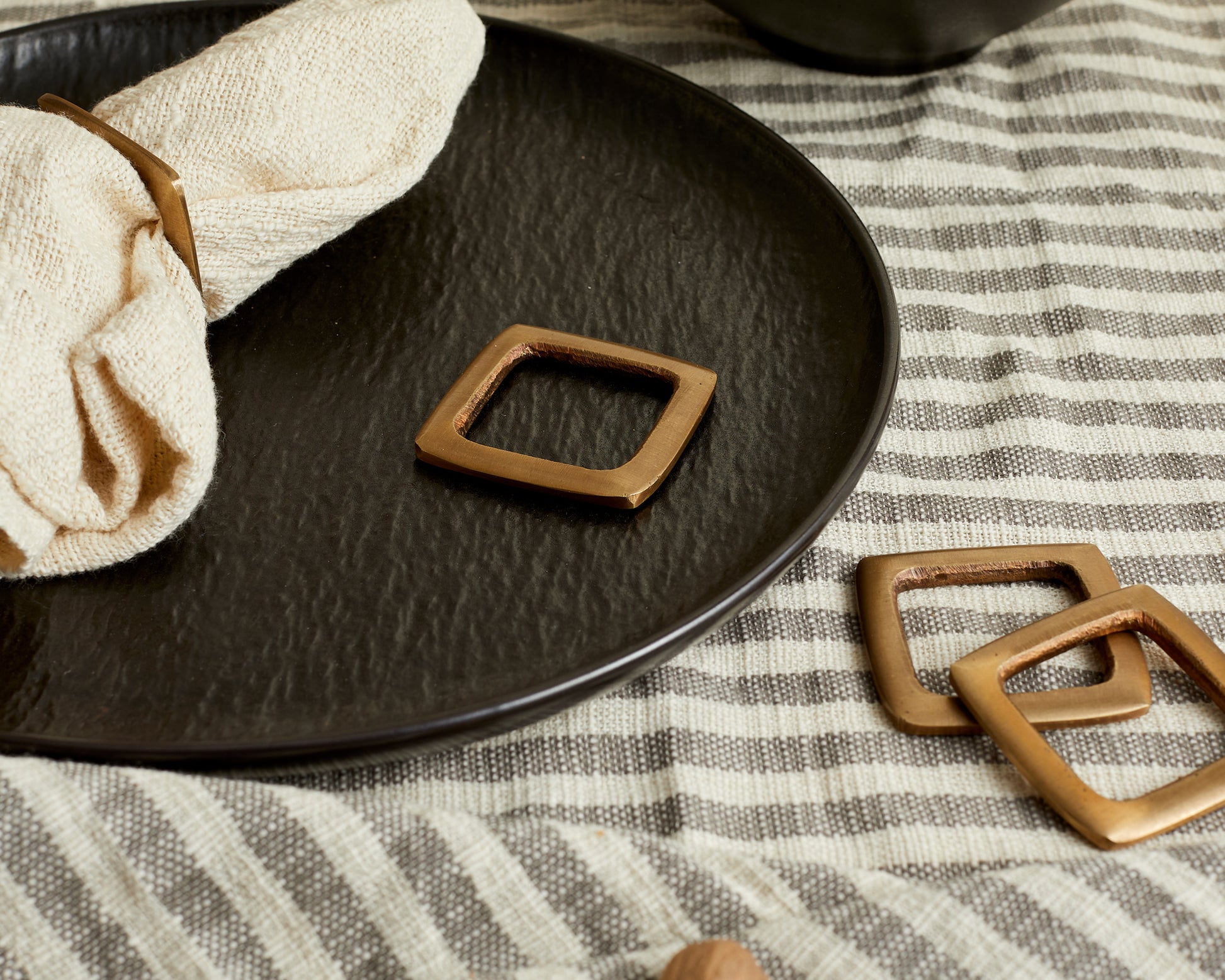 Rustic Brass Gold Modern Napkin Rings Set What a Host Home