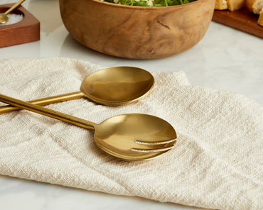 Modern Gold Salad Server Set with Spoon and Fork from What a Host Home