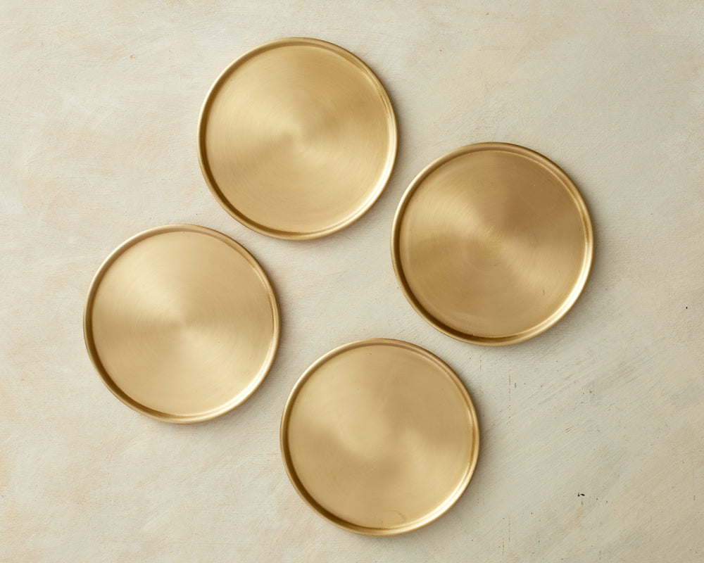 Gold Brass Glass Coasters Set What a Host Home