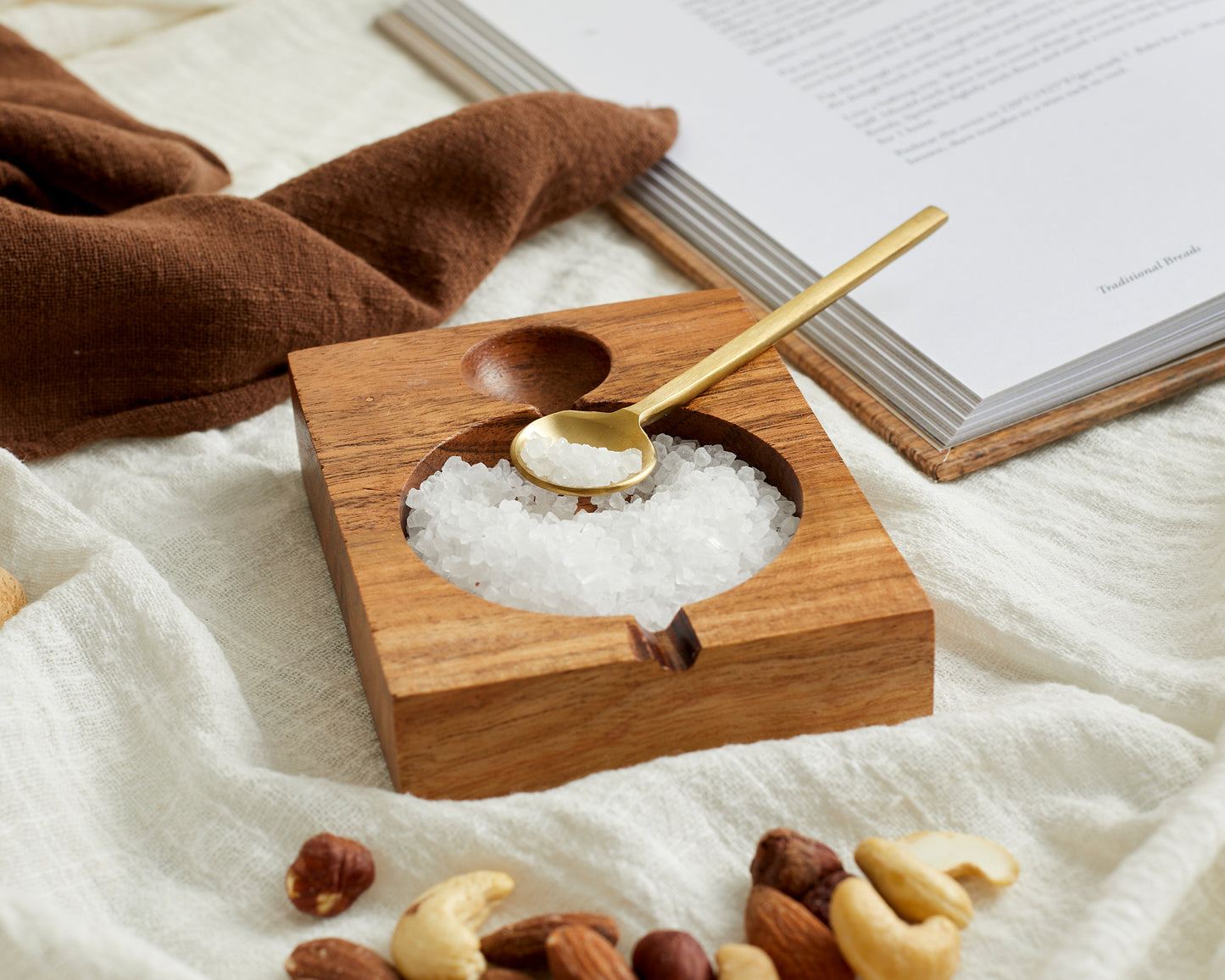 Teak Single Cellar with Matte Gold Spoon from What a Host Home