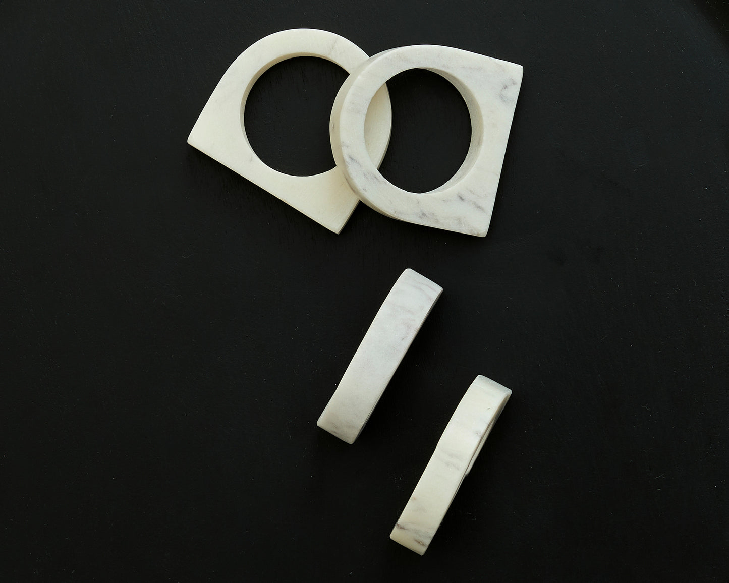 Polished Marble Napkin Rings in White Irregular Shape from What a Host Home