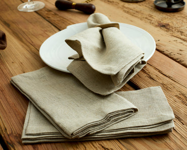 Washed Linen Table Napkins in Beige Set of 4 from What a Host Home