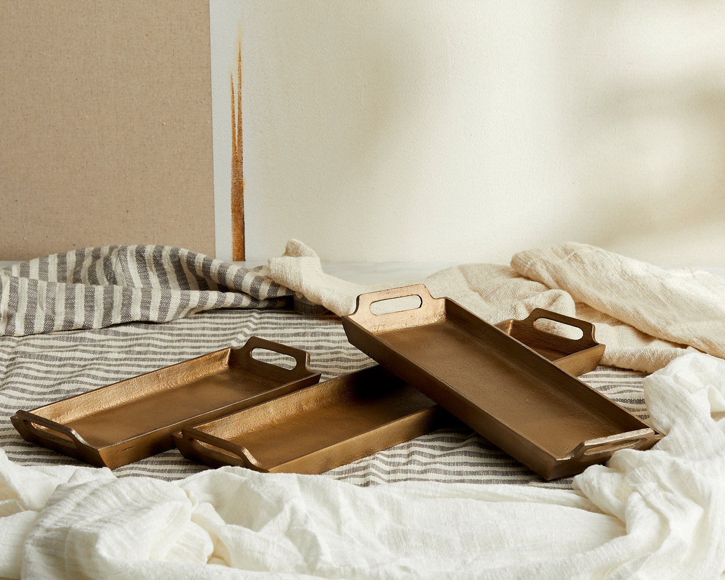 Modern Rectangle Trays Bronze Rustic Style with Handles from What a Host Home