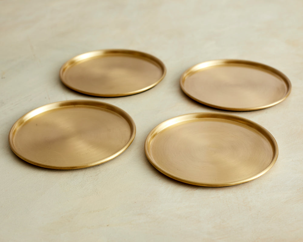 Gold Brass Glass Coasters Set What a Host Home