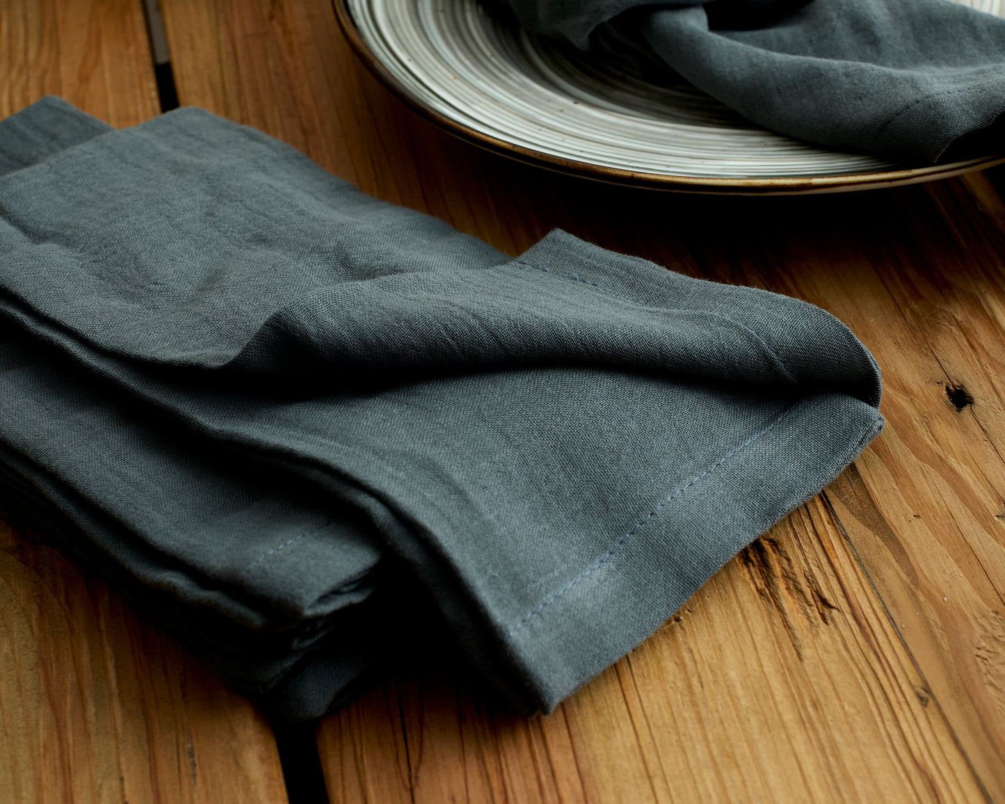 Natural Cotton Muslin Napkins Blue from What a Host Home