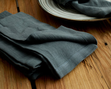 Natural Cotton Muslin Napkins Blue from What a Host Home