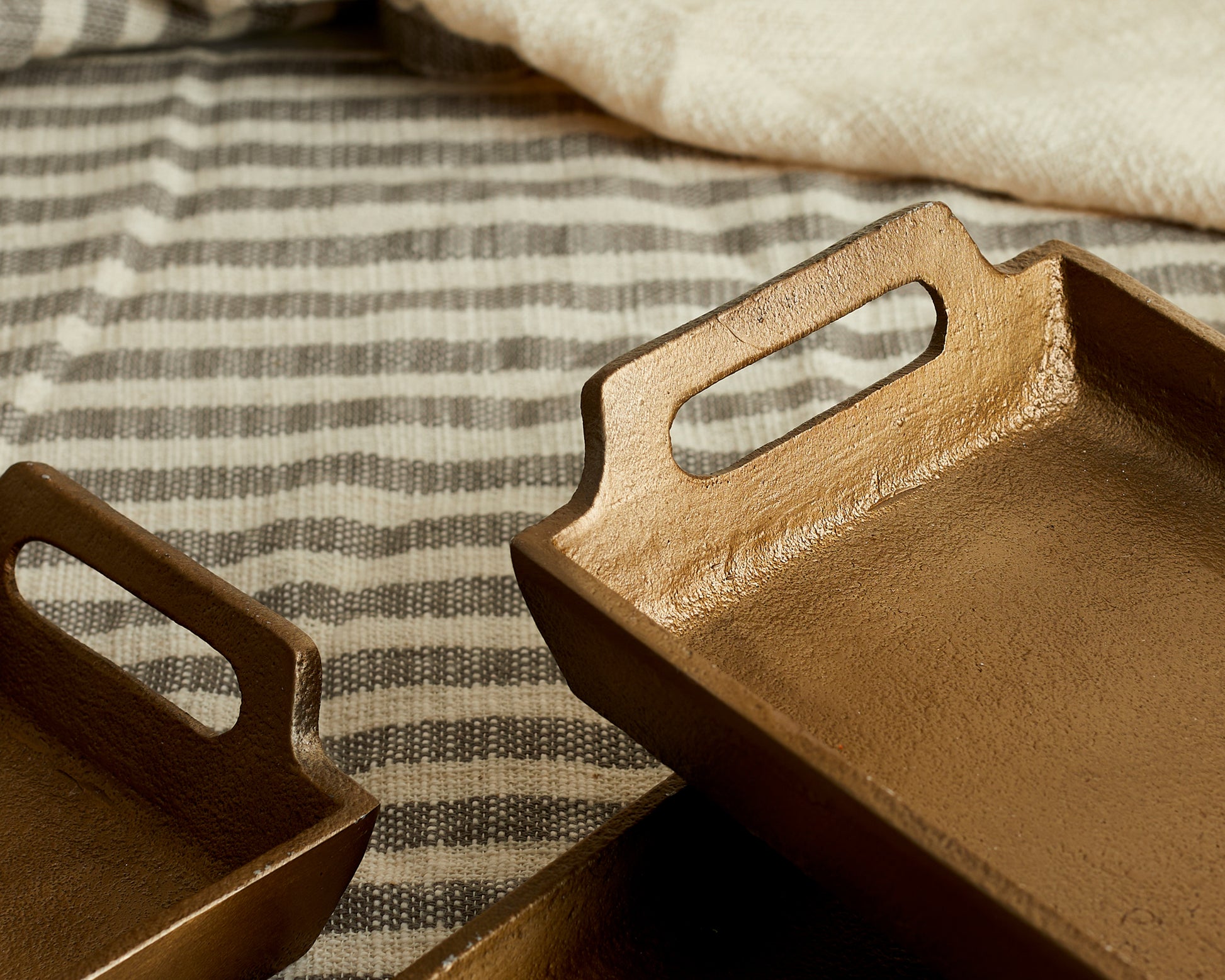 Modern Rectangle Trays Bronze Rustic Style with Handles from What a Host Home