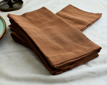 Natural Textiles Cotton Muslin Brown Napkins Set of 4 from What a Host Home