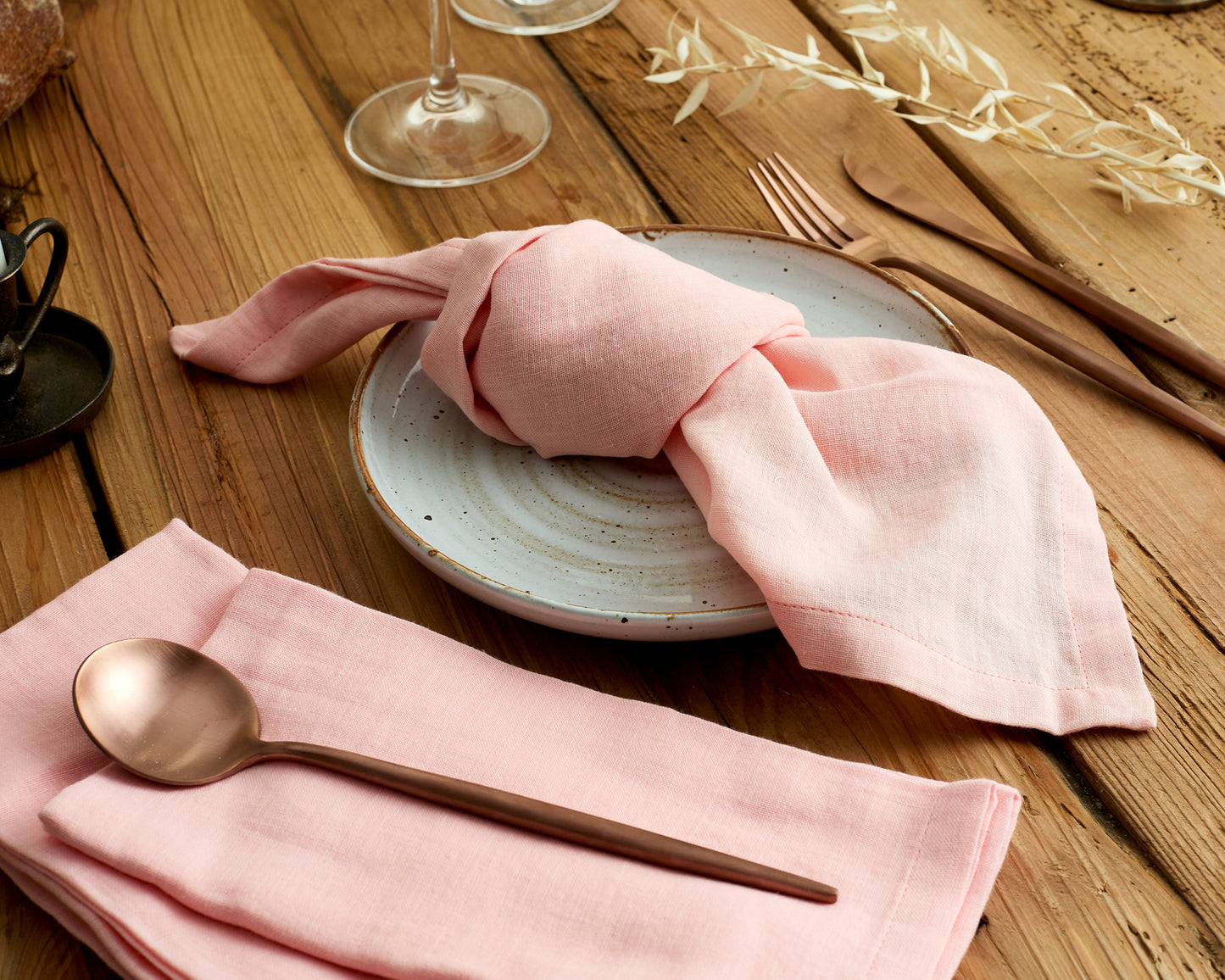Natural Textiles Cotton Muslin Pink Napkins Set of 4 from What a Host Home