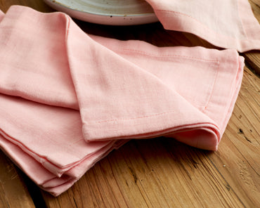 Natural Textiles Cotton Muslin Pink Napkins Set of 4 from What a Host Home