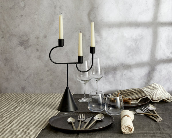 What a Host Home Black Minimal Candle Holder Candelabra for 3 dinner candles