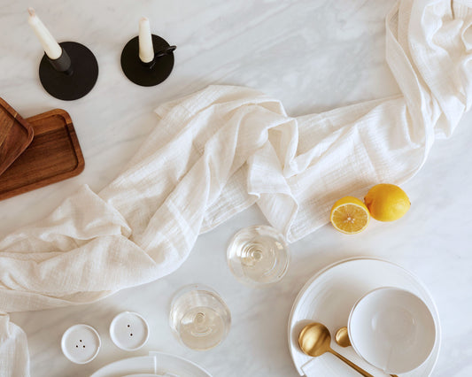 White Cotton Gauze Table Runner Rustic Style Table Textile from What a Host Home Decor