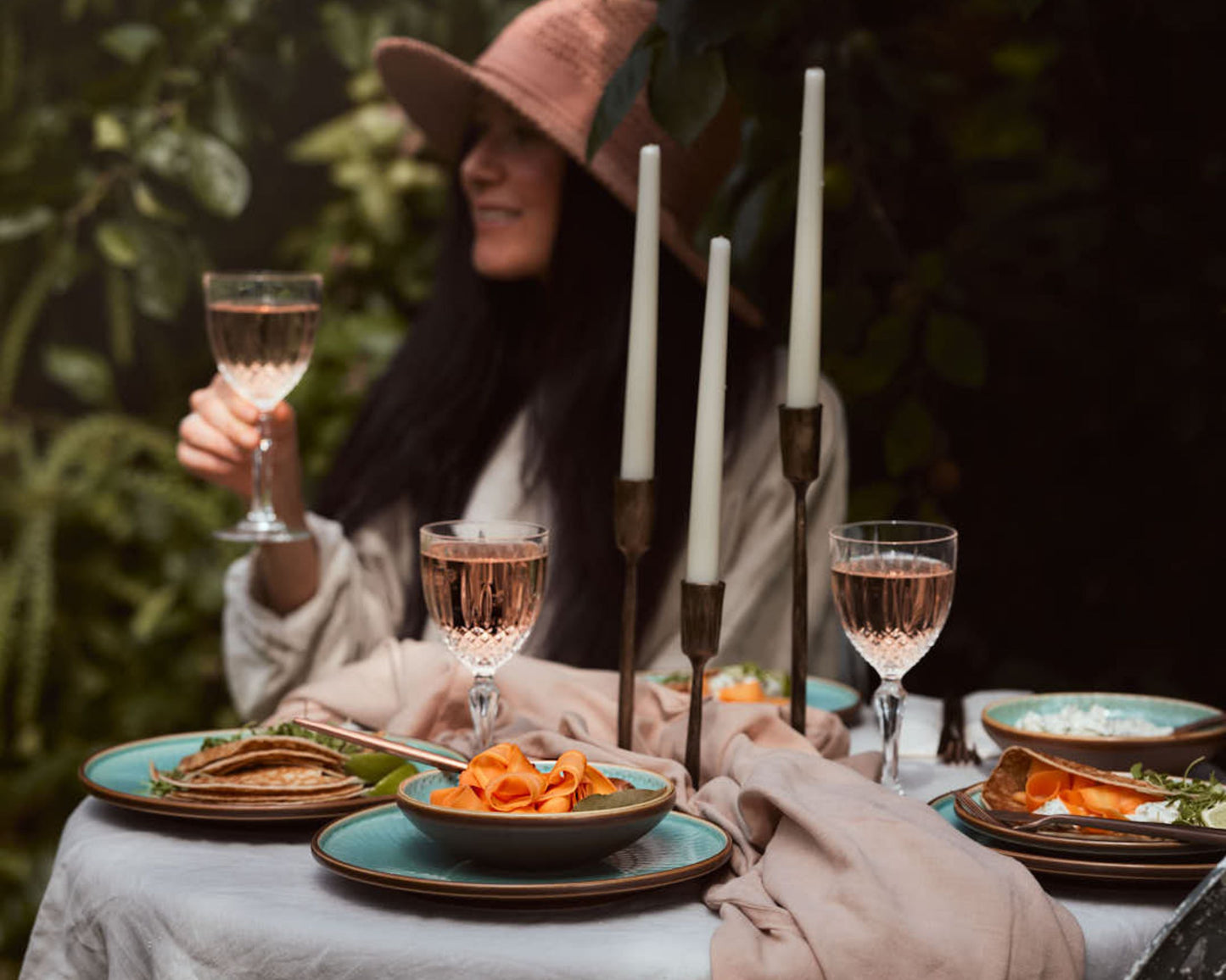 Porcelain Round Dinner Plate in Blue and Green with Brown Spirals. High Quality Restaurant dishwasher and microwave safe Tableware from What a Host Home Decor