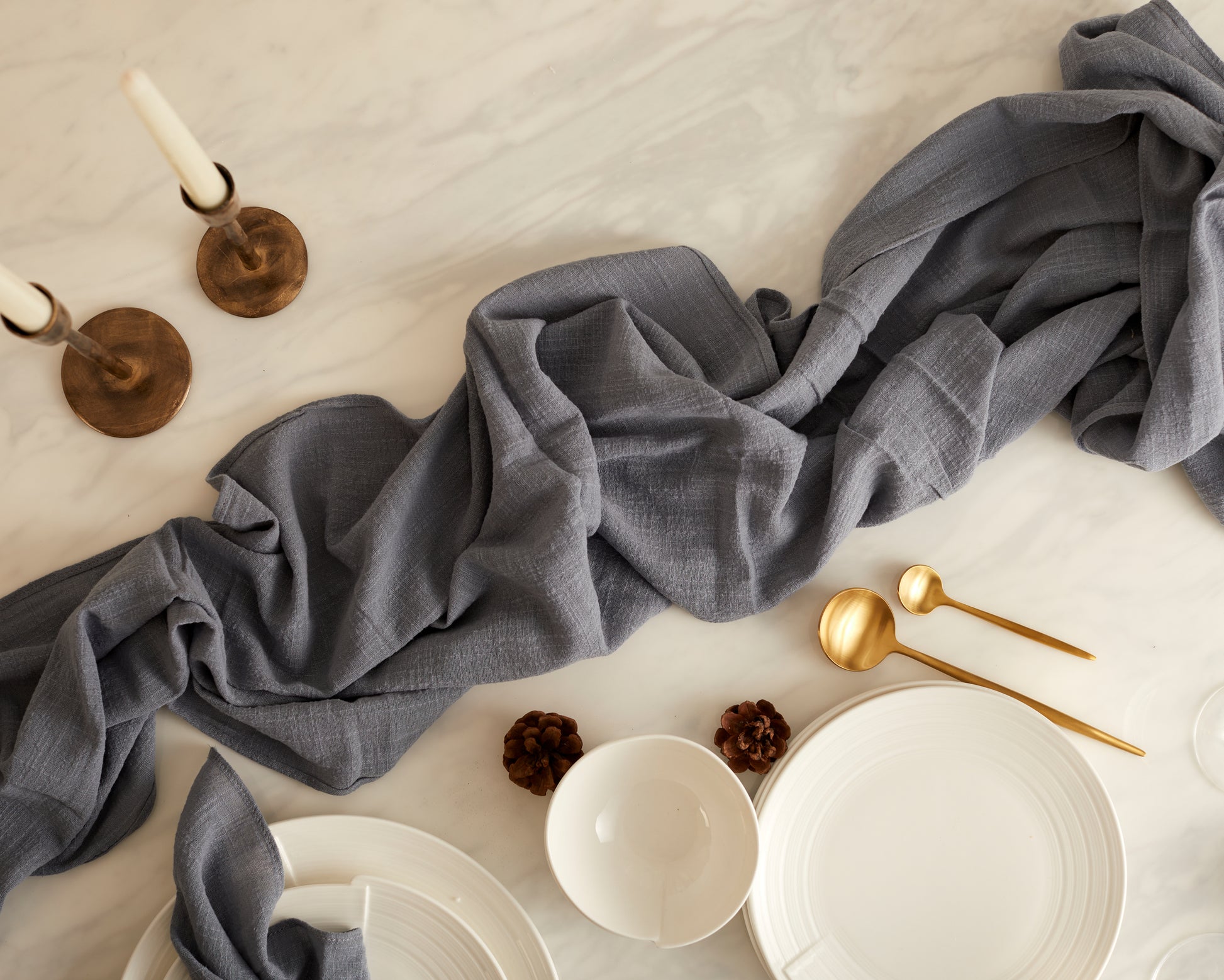 Blue Cotton Gauze Rustic Table Runner from What a Host Home Decor