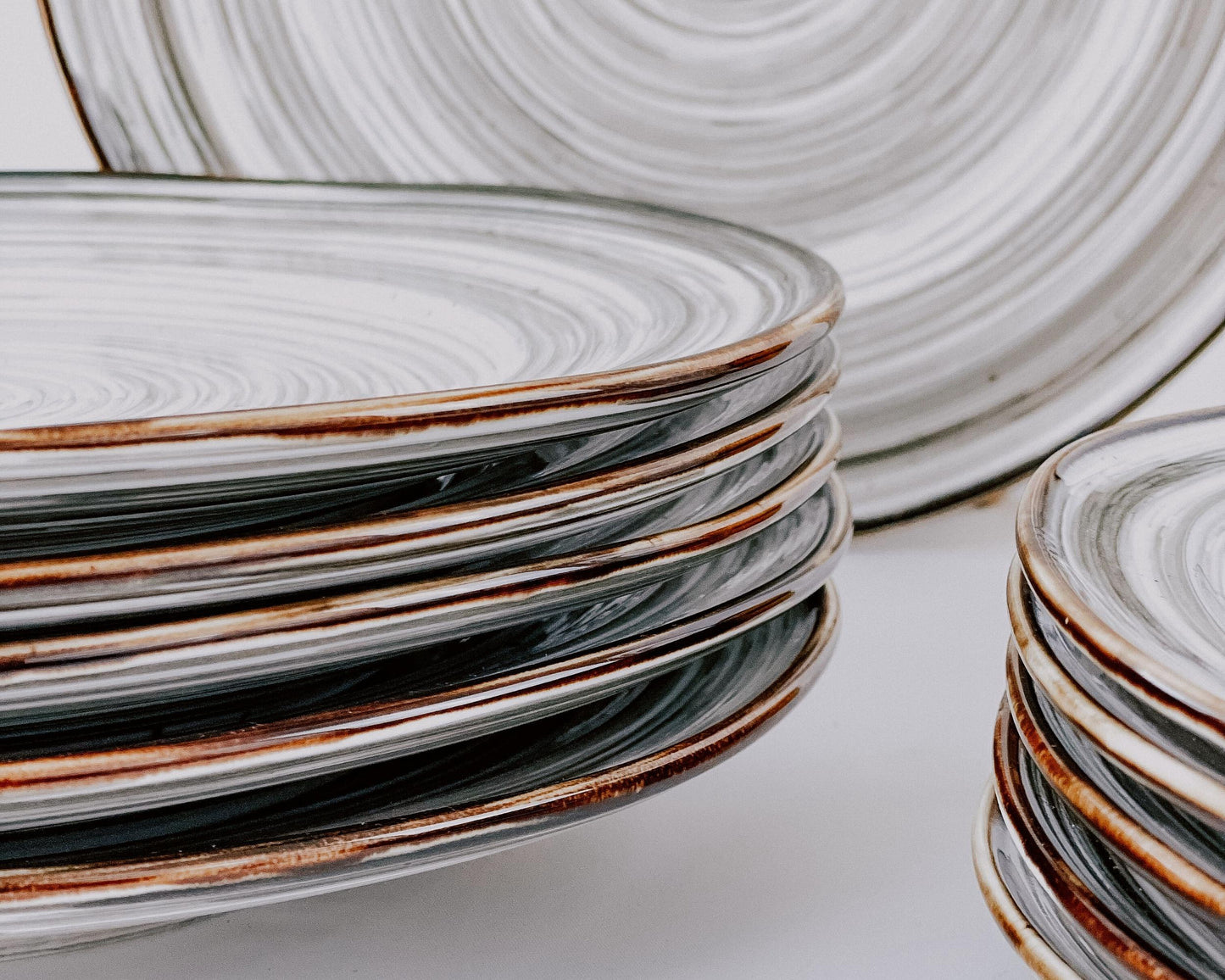 Restaurant Quality Tableware. Modern Boho Round Porcelain Plate with Spirals From What a Host Home Decor