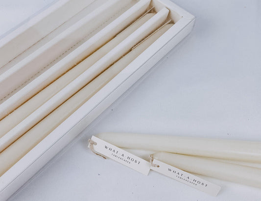 White Taper Conic Vanilla Scented Candles from What a Host Home Decor