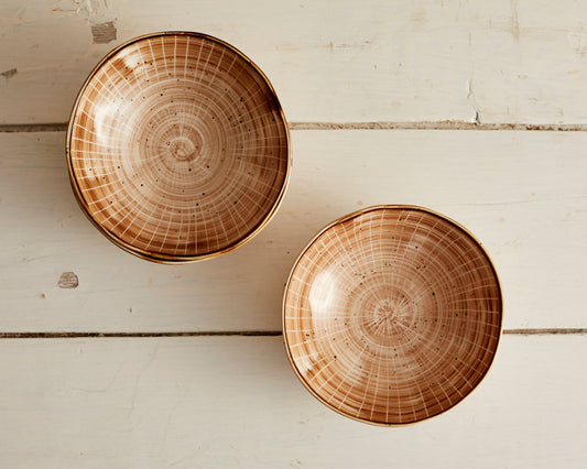 Porcelain Round Bowl brown dishwasher and microwave safe. Tableware from What a Host Home Decor