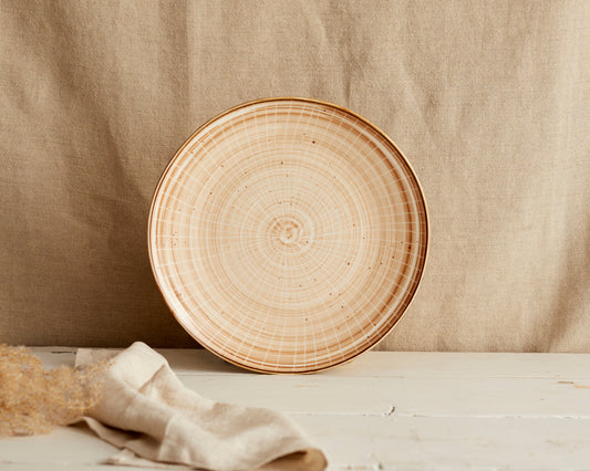 Porcelain Round Dinner Plate brown dishwasher and microwave safe. Tableware from What a Host Home Decor