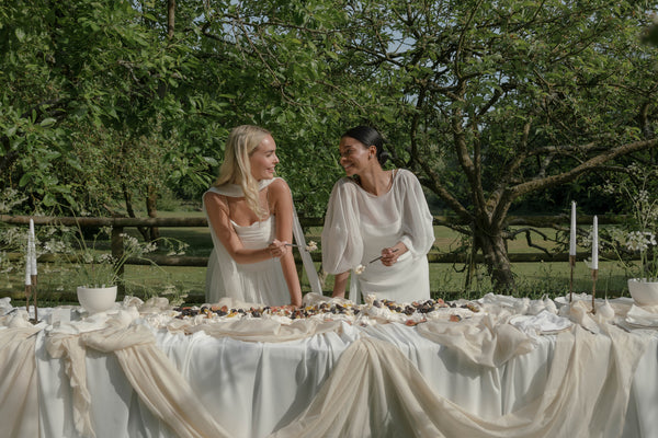 Outdoor modern rustic wedding tablescape