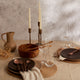 Autumn Tablescape from What a Host Home Decor. Oval Jute Placemats, Ceramic Plates Set, Stainless Steel Cutlery Sets, Brass Antique Candle Holders and Linen Napkins