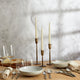 What a Host Home: Rustic Tablescape Design with Brass Gold Candelabra, cotton napkins set, Silver Stainless Steel Cutlery Sets and Brass Gold Rustic Napkin Rings Set