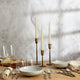What a Host Home: Rustic Tablescape Design with Brass Gold Candelabra, cotton napkins set, Silver Stainless Steel Cutlery Sets and Brass Gold Rustic Napkin Rings Set