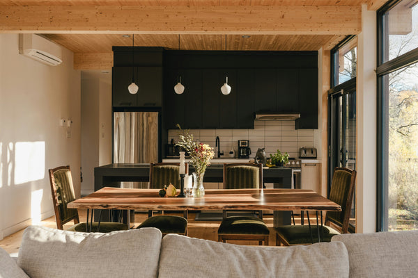 Matte black accents in a modern rustic interior