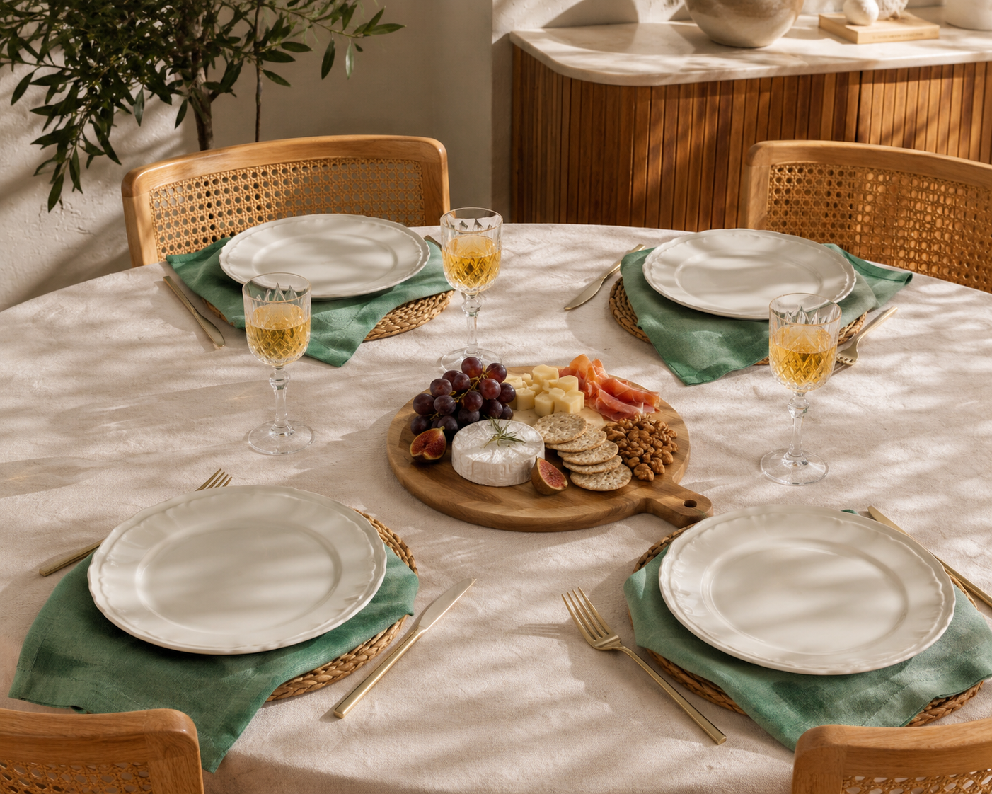What a Host Home: Natural Cotton Muslin Sage Green Napkins Set of 4 Pieces