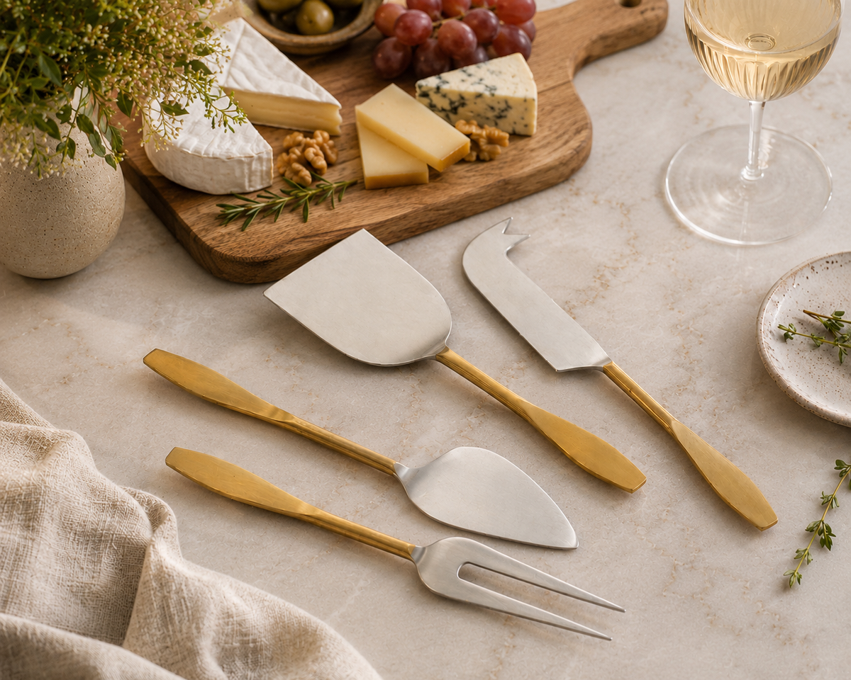 What a Host Home: Cheese Knife Set – 4 Piece Stainless Steel Cheese Board Cutlery