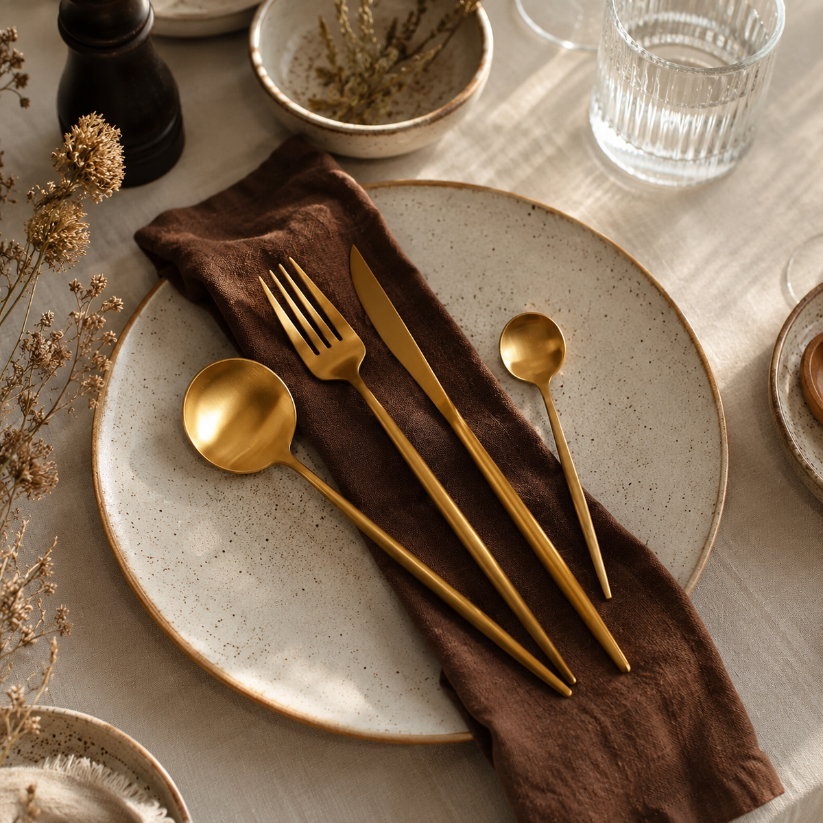 Gold Cutlery Set – 16 or 24 Piece Stainless Steel Flatware Modern from What a Host Home