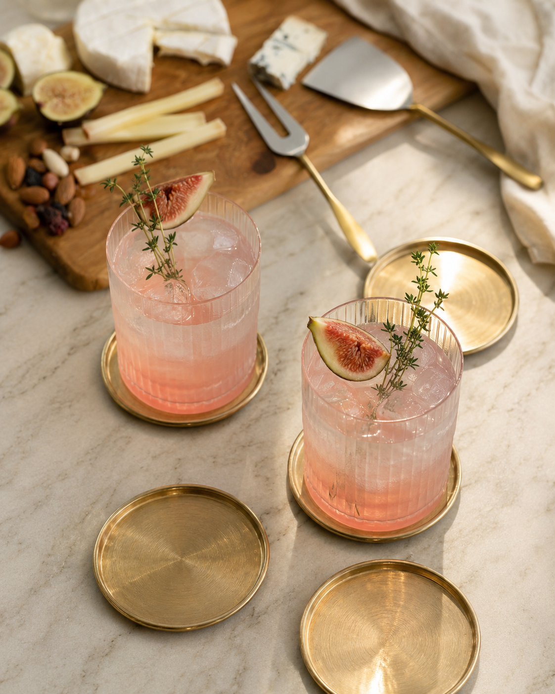 Brass Coasters – Set of 4 Luxury Gold Round Drink Coasters