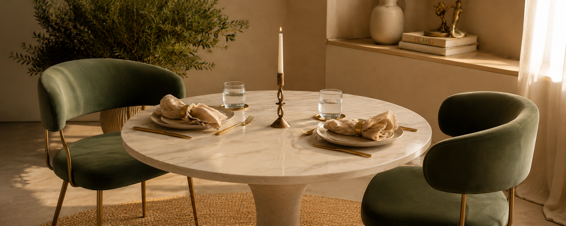 What a Host Home: Modern Tablescape with Gold Irregular shape candle holders rustic style