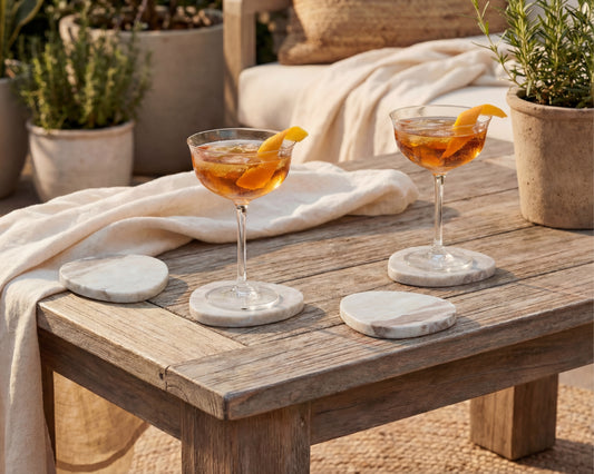 Modern Handcrafted Natural Polished Marble Coasters Irregular Shape from What a Host Home