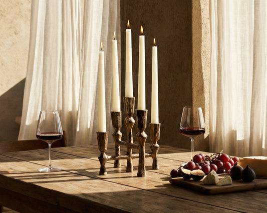 Handcrafted Rustic Gold Iron Candelabra from What a Host Home Decor