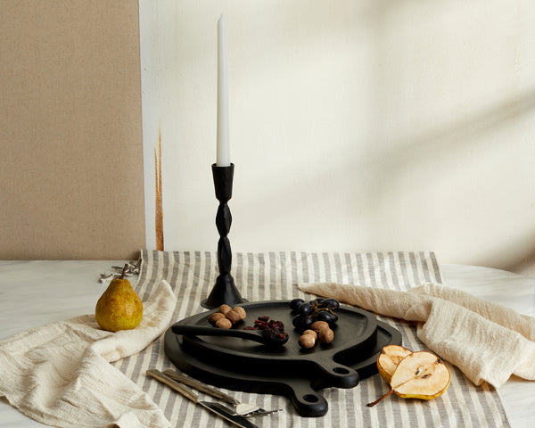 Black Modern Candle Holder with Sculptural Shape in Iron from What a Host Home