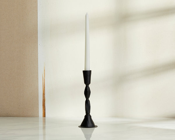 Black Modern Candle Holder with Sculptural Shape in Iron from What a Host Home