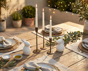 What a host Home Decorative Ceramic Bunnies for Easter Season with Iron Gold Candle Holders