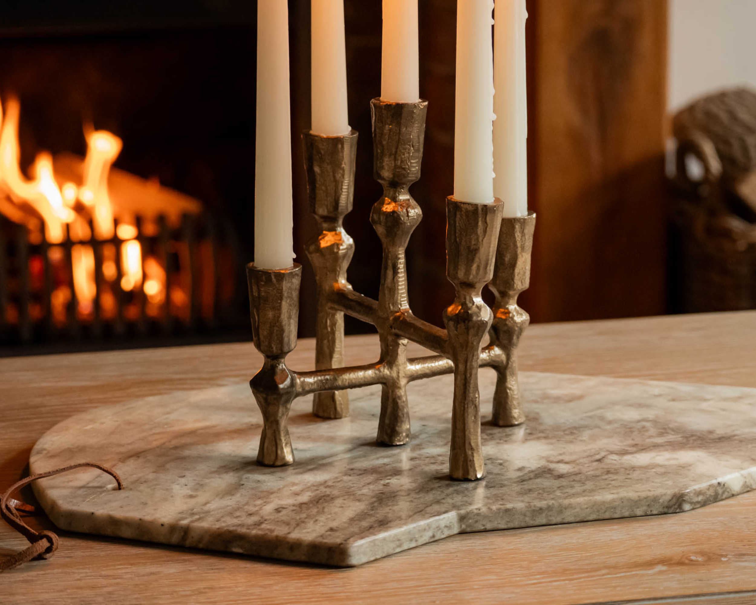 Handcrafted Rustic Gold Iron Candelabra from What a Host Home