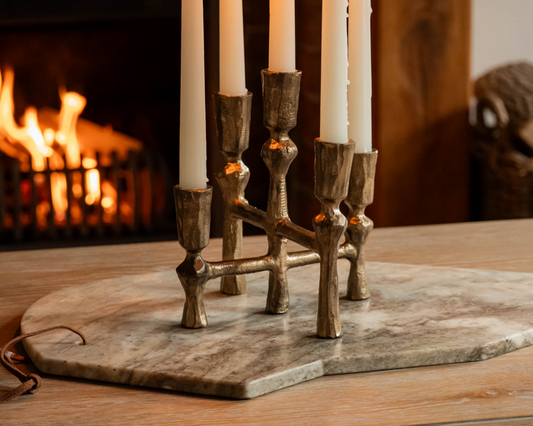 Handcrafted Rustic Gold Iron Candelabra from What a Host Home