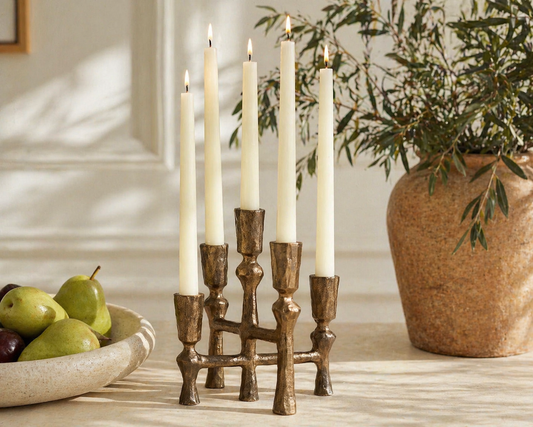 Candelabra for taper candles in gold colour for 5 candles from What a Host Home