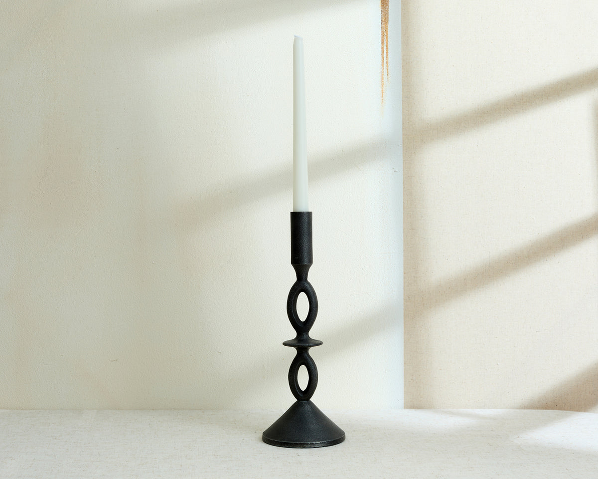 Cessna Black Candle Holder Irregular Shape