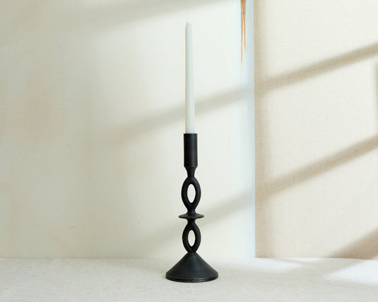 Handcrafted Modern Black Candle Holder Irregular Shape from What a Host Home