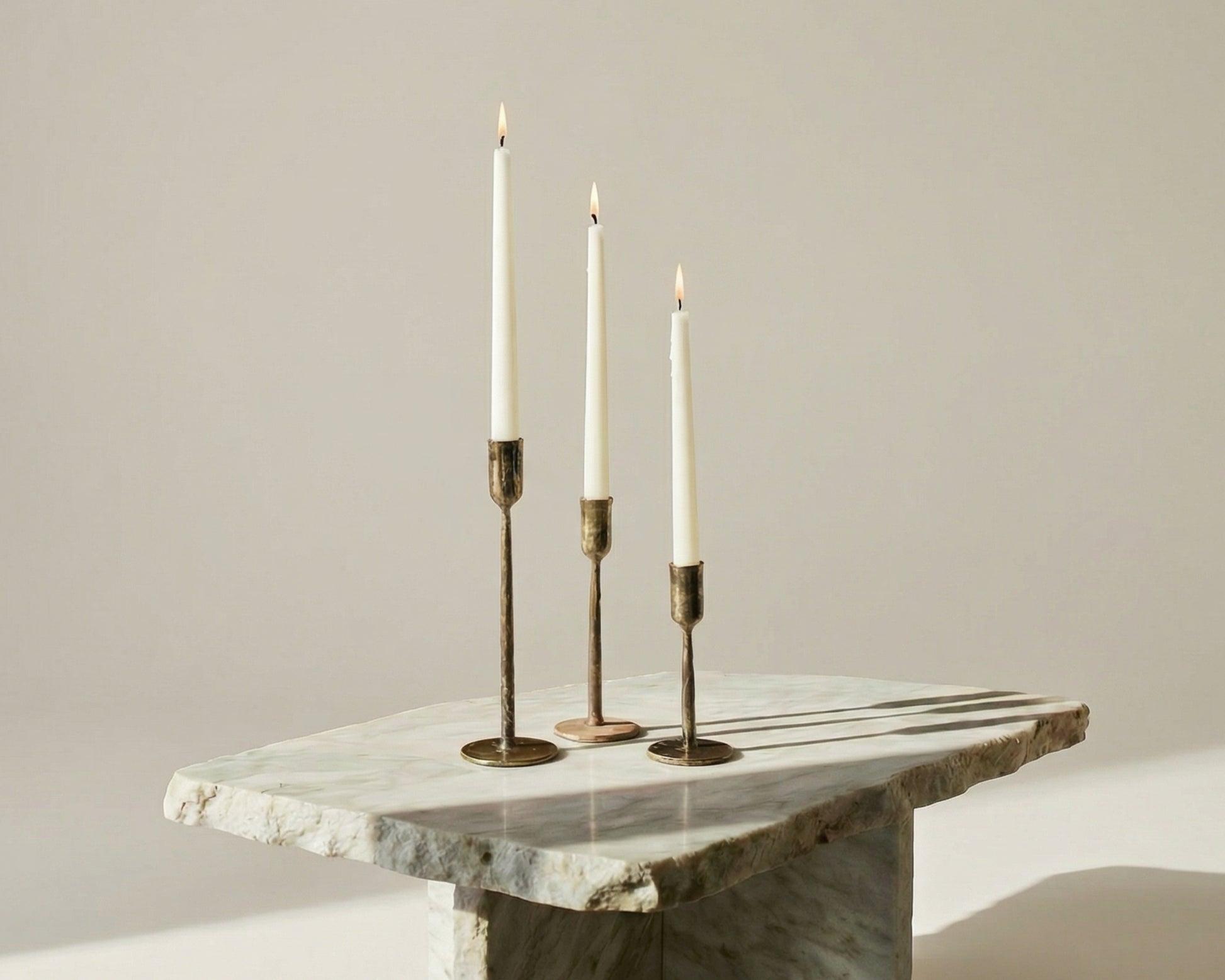 What a Host Set of 3 candle Holders in Gold antique finish